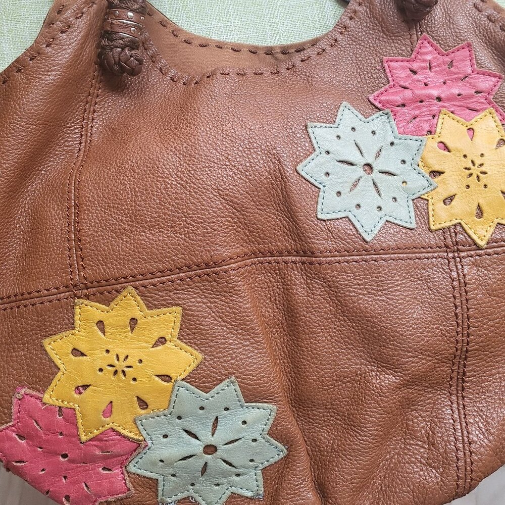 The Sak Leather Hobo Bucket Bag Embroidered